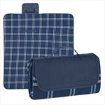 Navy Flap with White/Navy Plaid Blanket